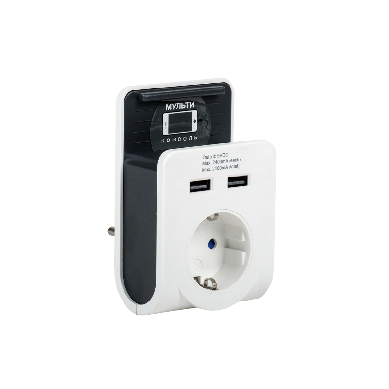 Адаптер Т-02/01 1 место 2P+PE 16А 2хUSB 2