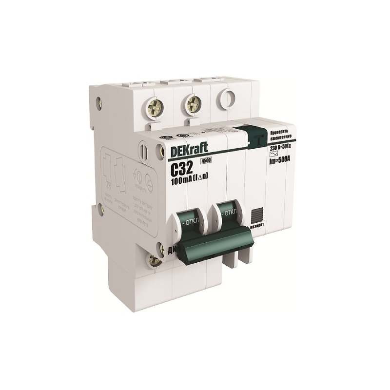 АВДТ (АД12) 2P 10А 30мА (4) DEKraft *