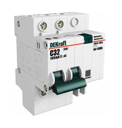 АВДТ (АД12) 2P 20А 30мА (4) DEKraft *