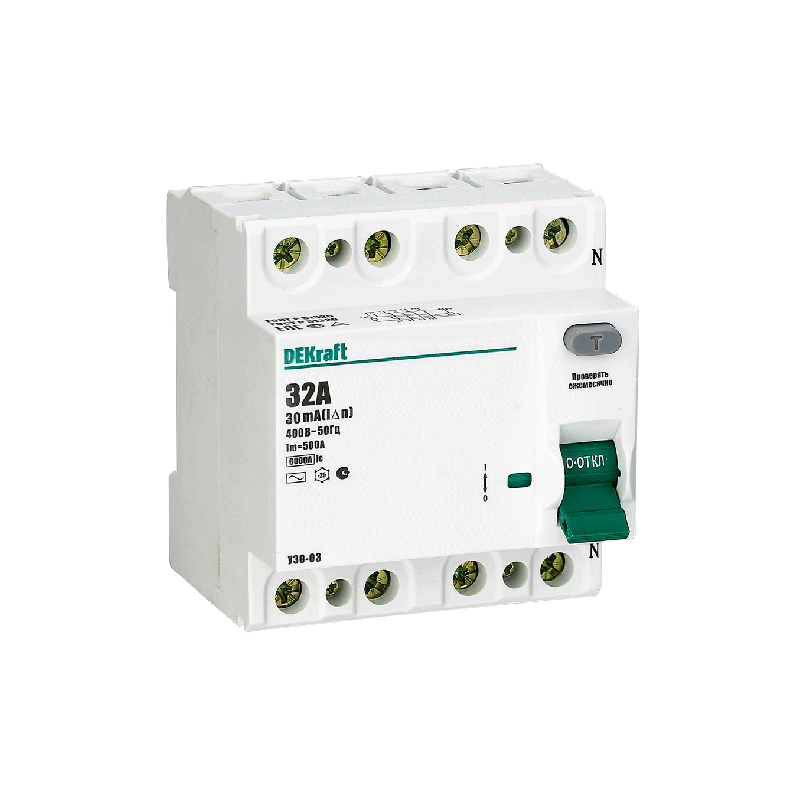 АВДТ (ВД) 4P 32А 30мА 6кА (3) DEKraft*