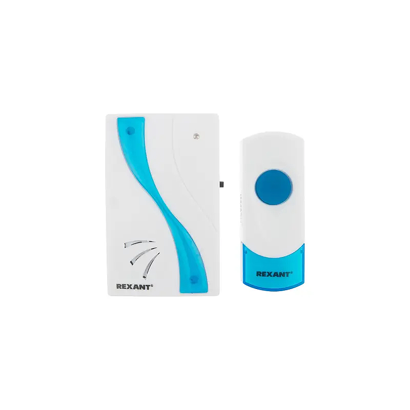 Беспроводной дверной звонок RX-2 32 мелодии 100м кнопка IP44 (белый/синий) REXANT 73-0020