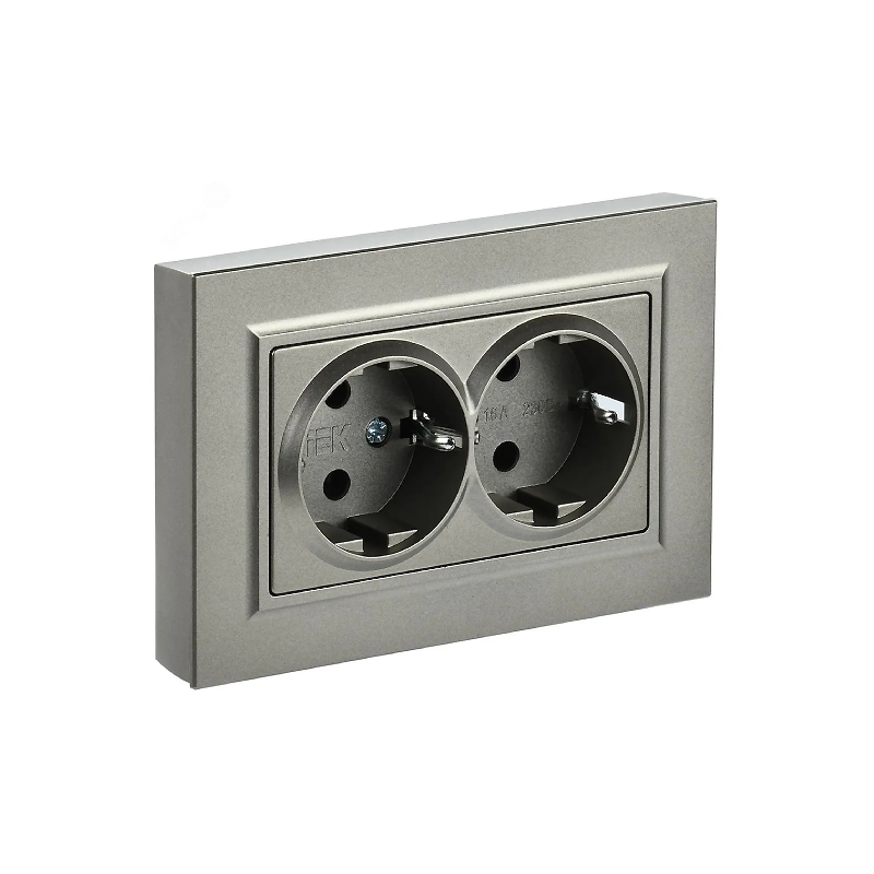 BRITE Розетка 2я шампань без з/к 16А в сборе