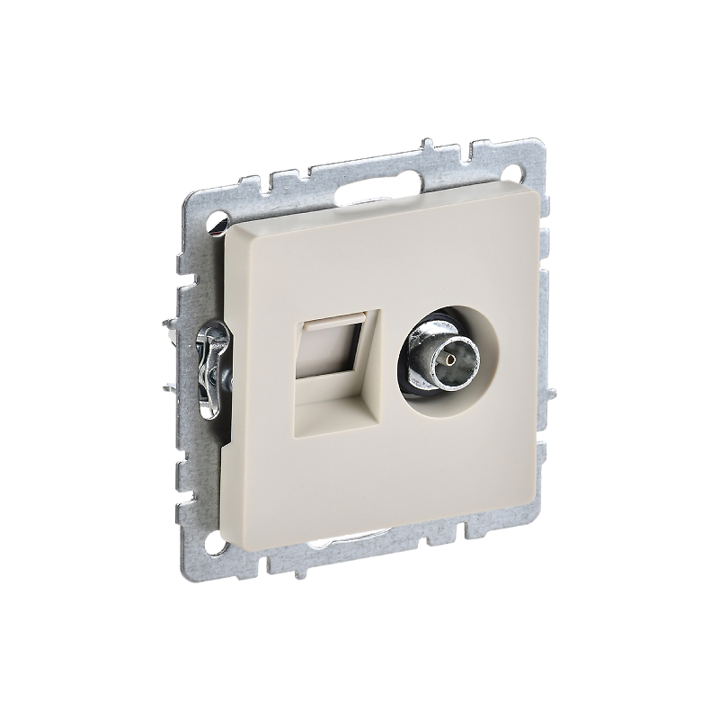 BRITE Розетка 2я TV+RJ45 кат.5Е бежевый механизм