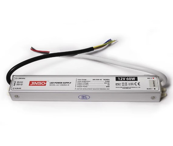 Драйвер Super Slim 12V 60W IP67 (1 выход) JLV-12060 KA-W