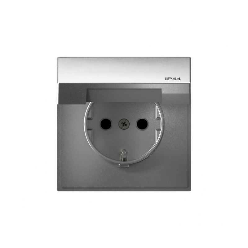 G020 Роз. с з/к с/ш с крышкой 16A механизм IP44 "ARTGALLERY" алюминий GAL440346 (10)