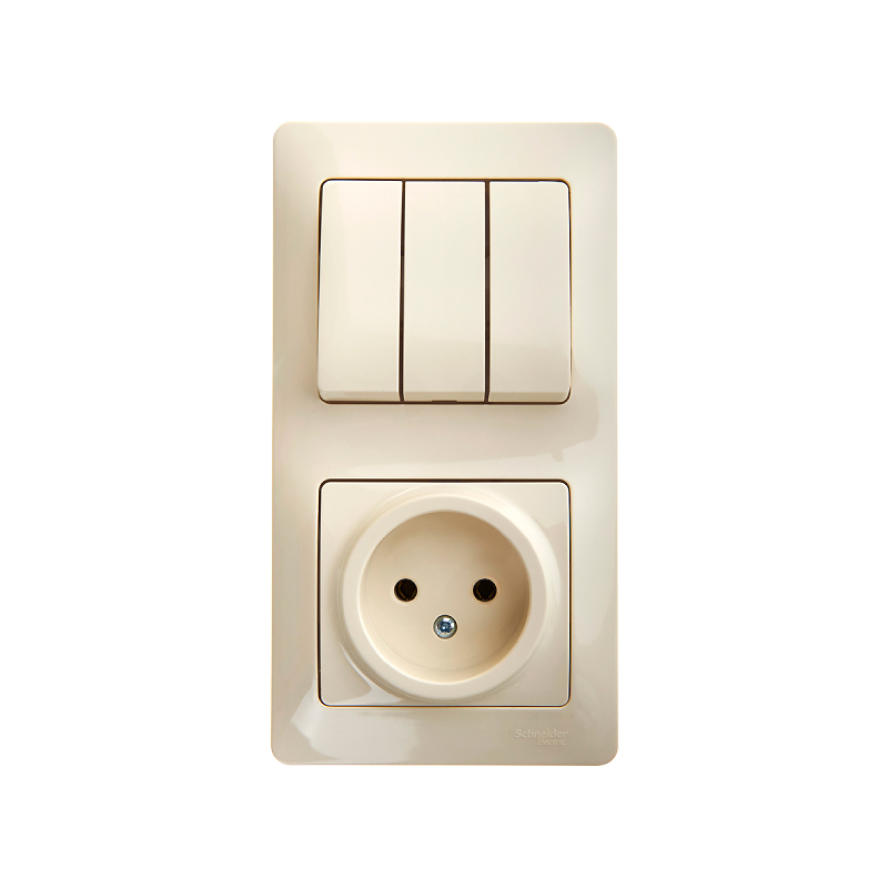 GLOSSA БЛОК: РОЗЕТКА + 3кл. ВЫКЛЮЧАТЕЛЬ БЕЖЕВЫЙ