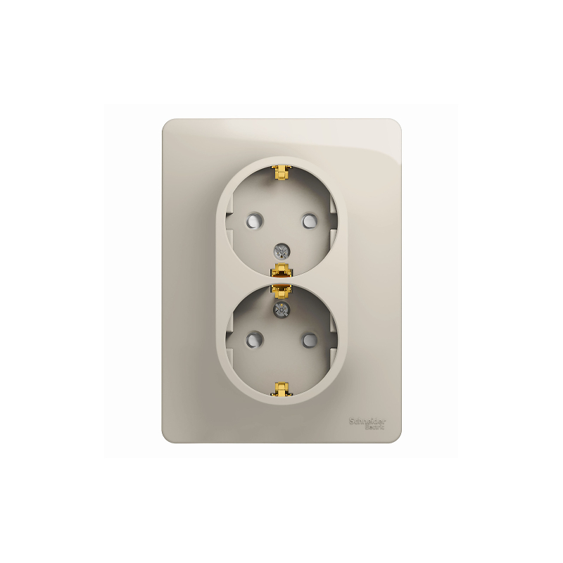 GLOSSA РОЗЕТКА двойная с заземлением со шторками