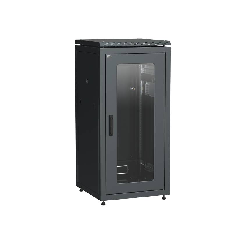 ITK Шкаф сетевой 19" LINEA N 24U 600х800 мм стеклянная передняя дверь черный IEK E-PRO