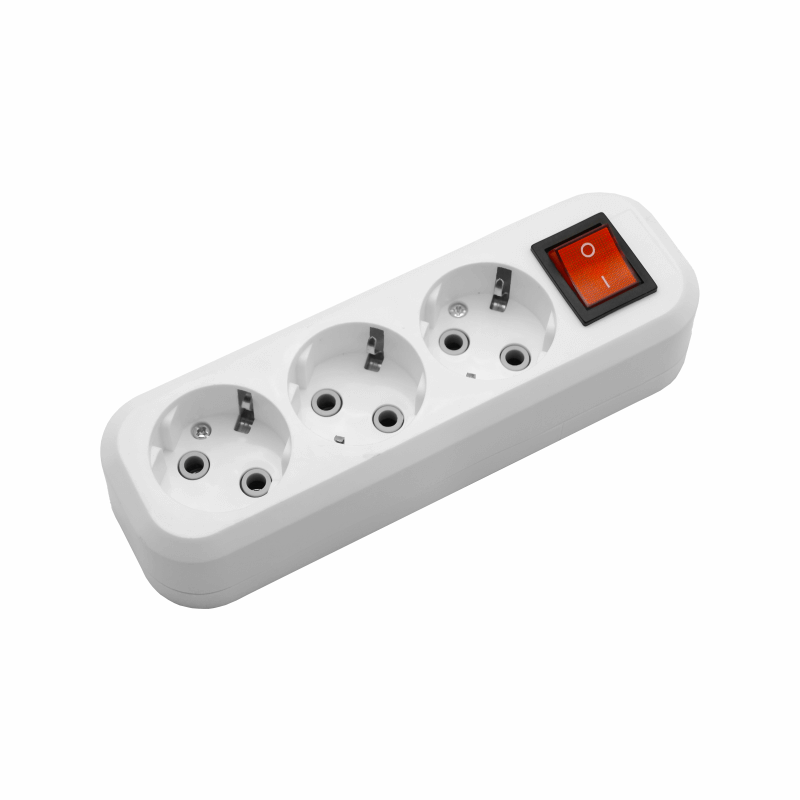 Колодка POWER (3 места 2p+pe+выкл с/з 16А/3