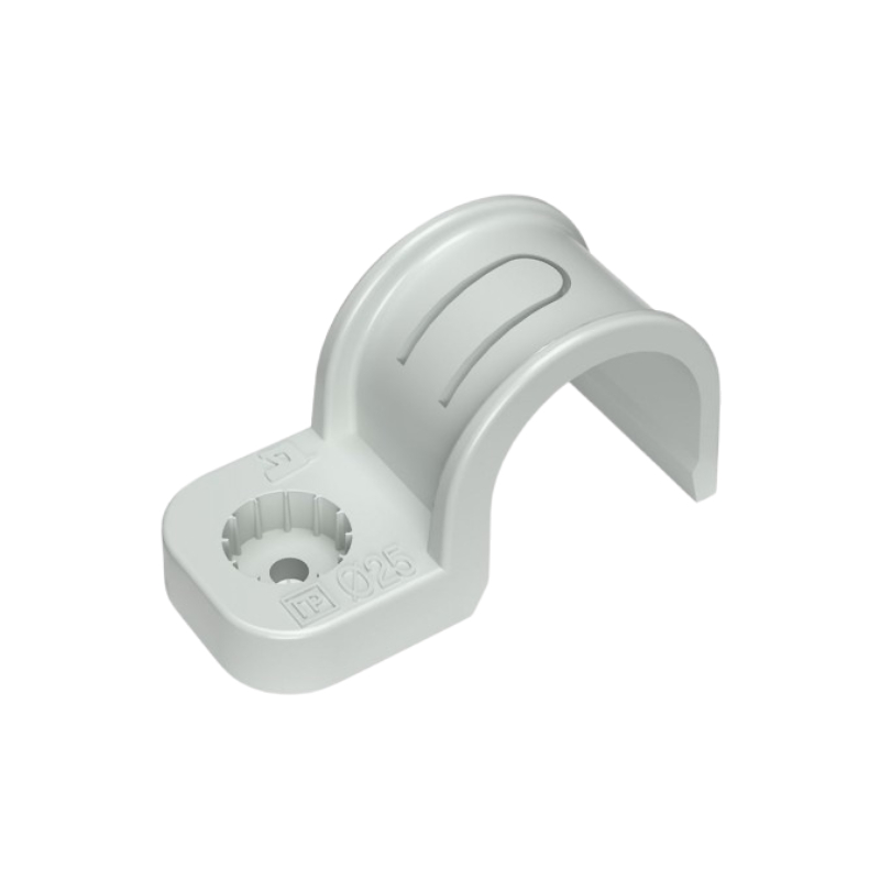 Крепеж-скоба пластиковая односторон для прямого монтажа серая d25 мм (50/450 ) Промрукав NEW