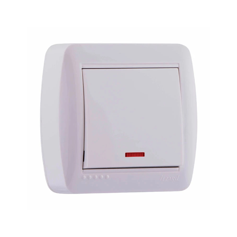 L25 Выкл 1 кл.с инд. о/у белый Demet 711-0200-111 (10) !!!