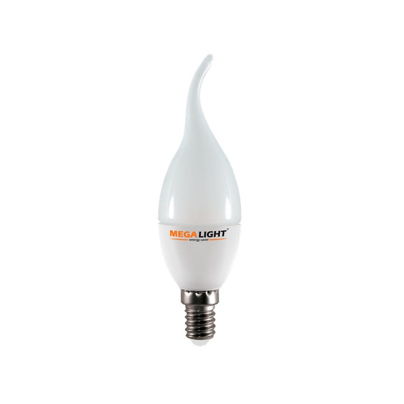 LED ЛАМПА CF37 "Свеча на ветру" 7W 630Lm 230V 4000K E27 MEGALIGHT (10/100)