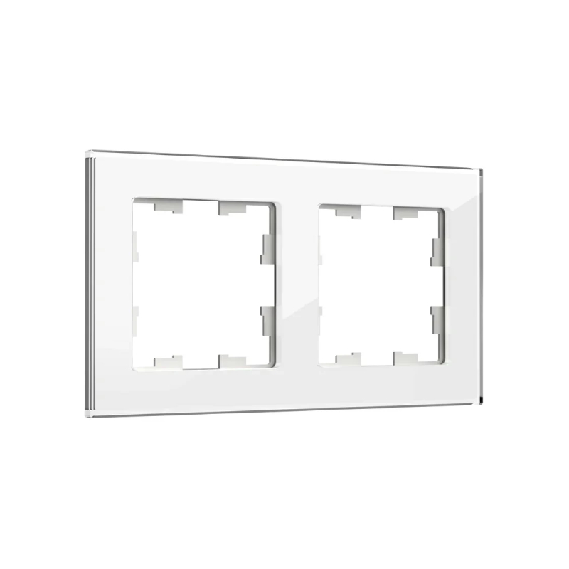 Рамка 2-мест. "BRITE" стекло белый (1/100)