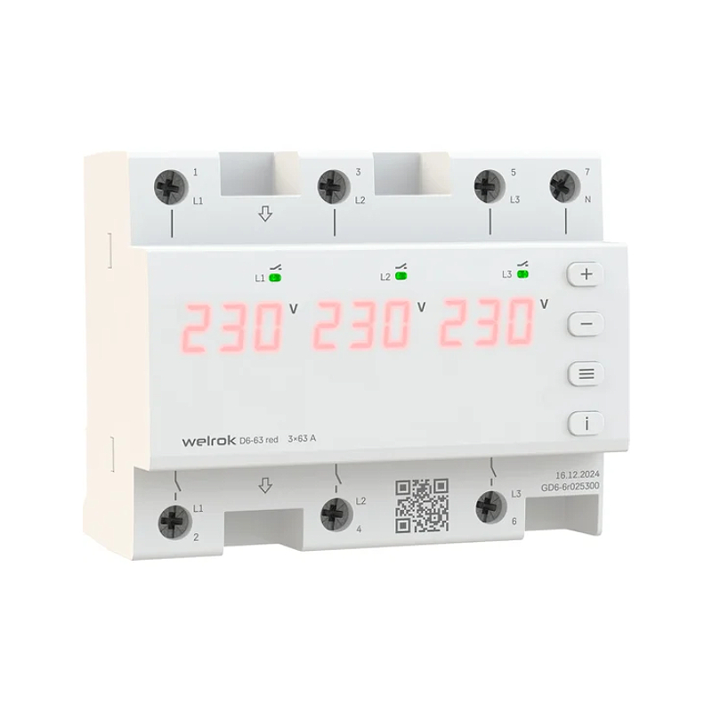 Реле напряжения D6-63 красный Welrok NEW