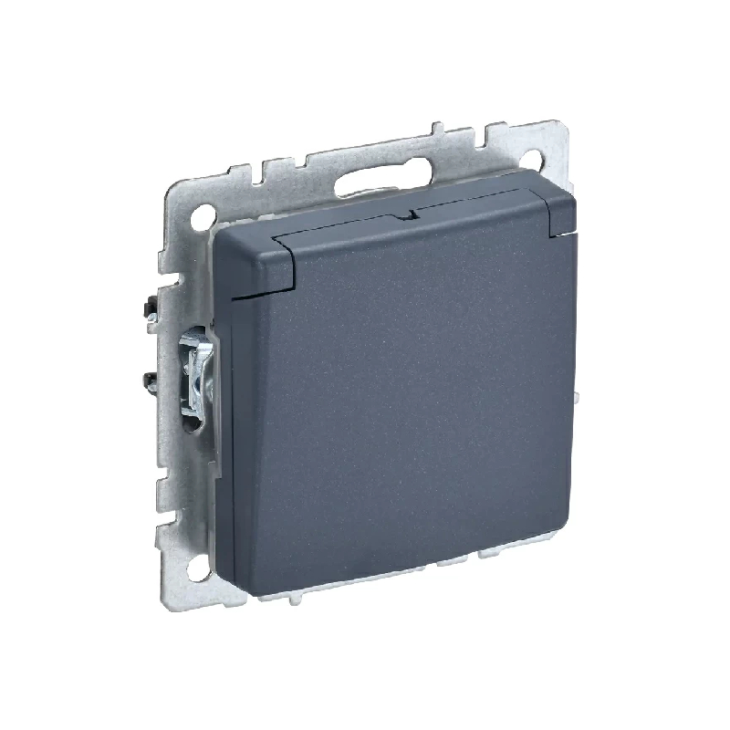 Роз. 1-мест. с/з з/ш 16А IP44 б/рамки "BRITE" маренго (1/100)