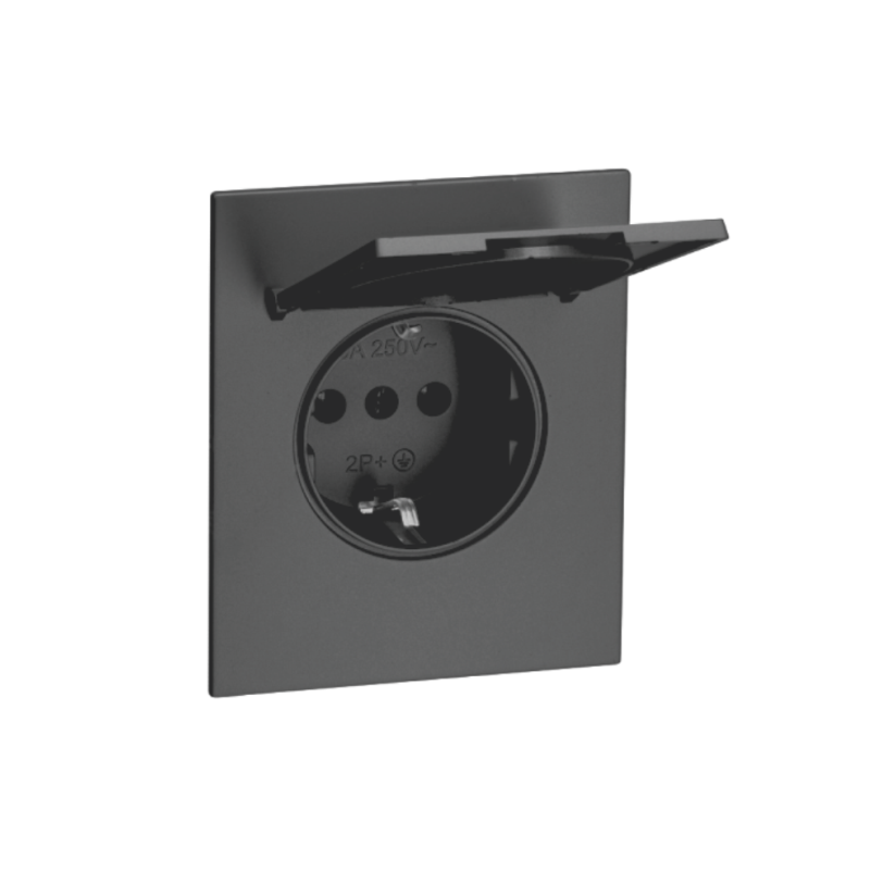 Роз. 16А с з/шт з/к с/у б/рамки IP20 QUATTRO ULTIMA BLACK UNIT (10)