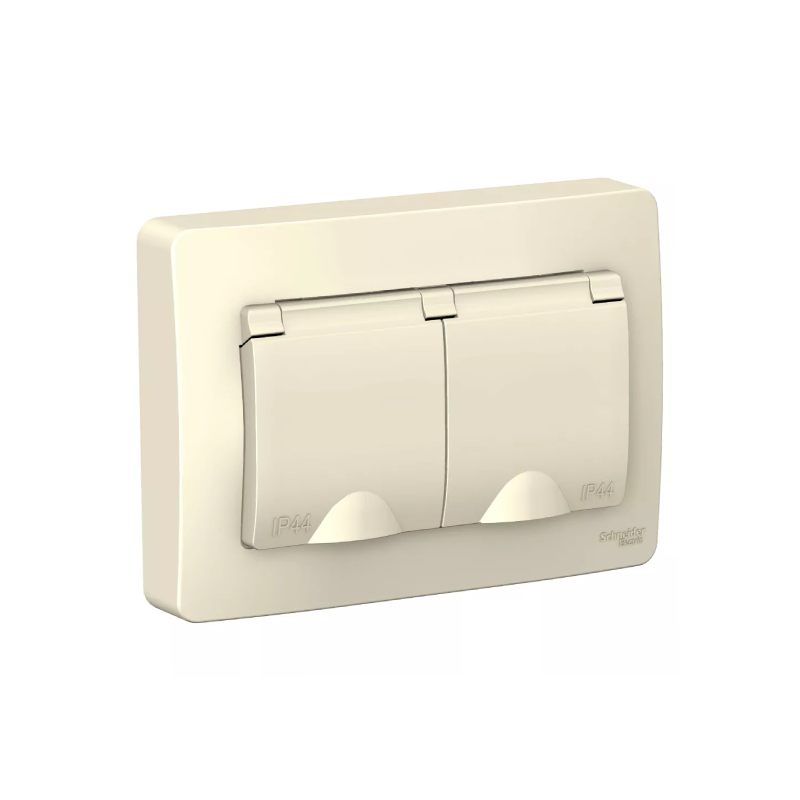 Роз. 2-ная c/у с з/к з/ш крышками16А 250В IP44 молочный BLANCA