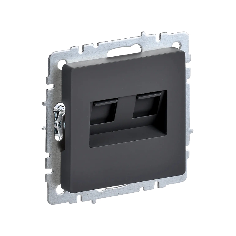 Роз. 2-я RJ11+RJ45 кат.5E б/рамки "BRITE" графит (1/100)