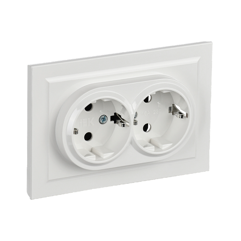 Роз. 2-я с з/к без з/ш 16А в сборе "BRITE" белый (1/100)