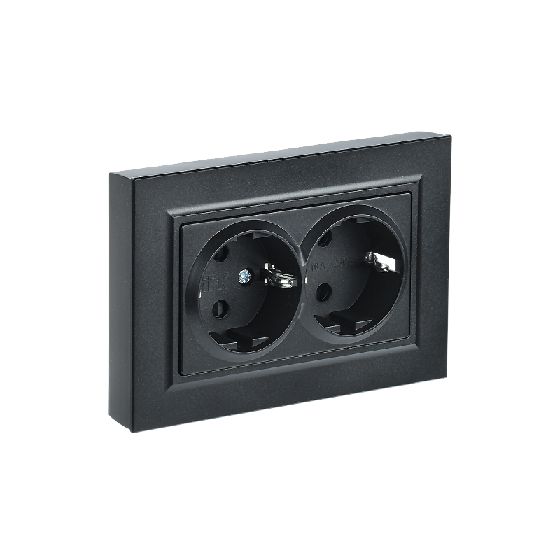 Роз. 2-я с з/к без з/ш 16А в сборе "BRITE" черный (1/100)