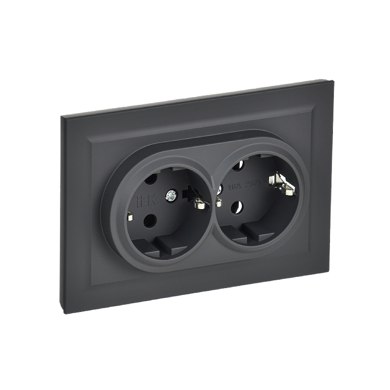 Роз. 2-я с з/к без з/ш 16А в сборе "BRITE" графит (1/100)