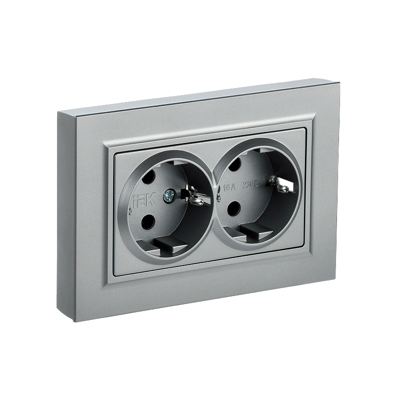 Роз. 2-я с з/к/ш 16А в сборе "BRITE" алюминий (1/100)