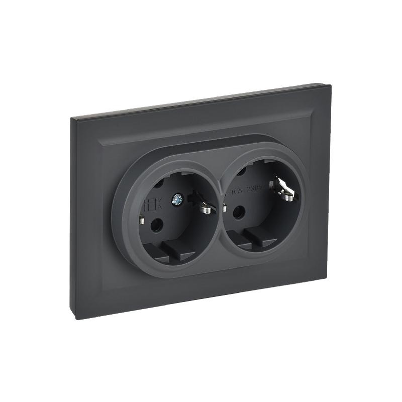 Роз. 2-я с з/к/ш 16А в сборе "BRITE" графит (1/100)