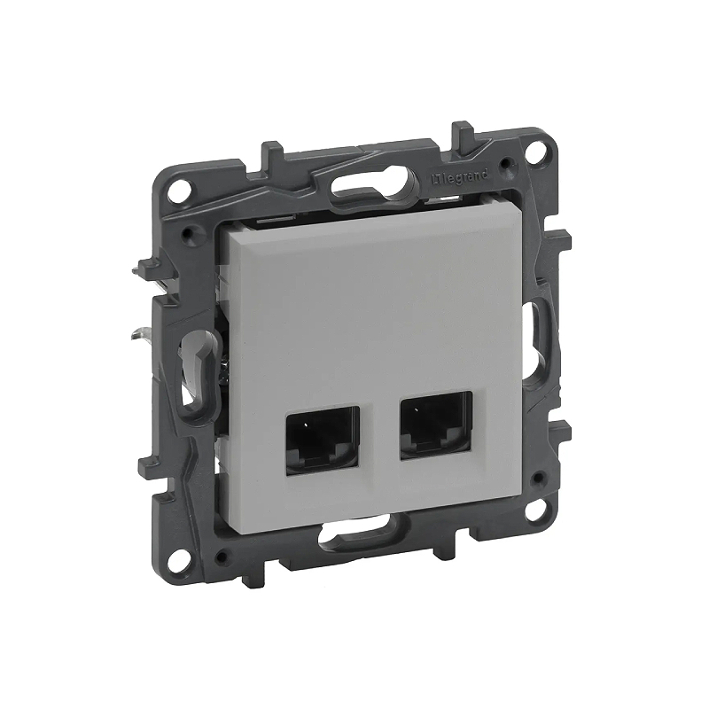 Роз. RJ45+RJ45 кат 5Е механизм б/рамки NLST алюминий 863360 Legrand (5)