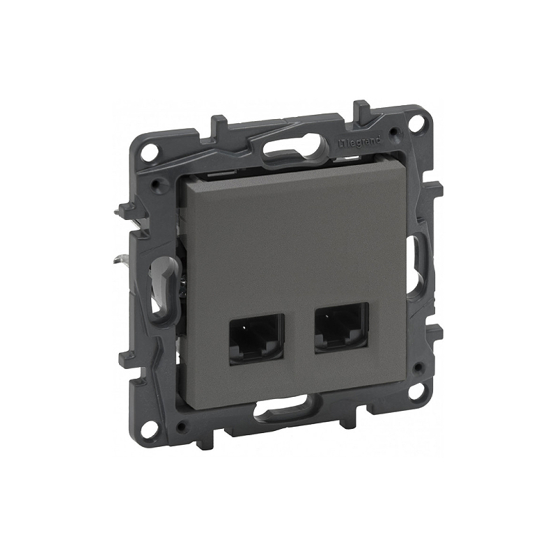 Роз. RJ45+RJ45 кат 5Е механизм б/рамки NLST сталь 863460 Legrand (5)