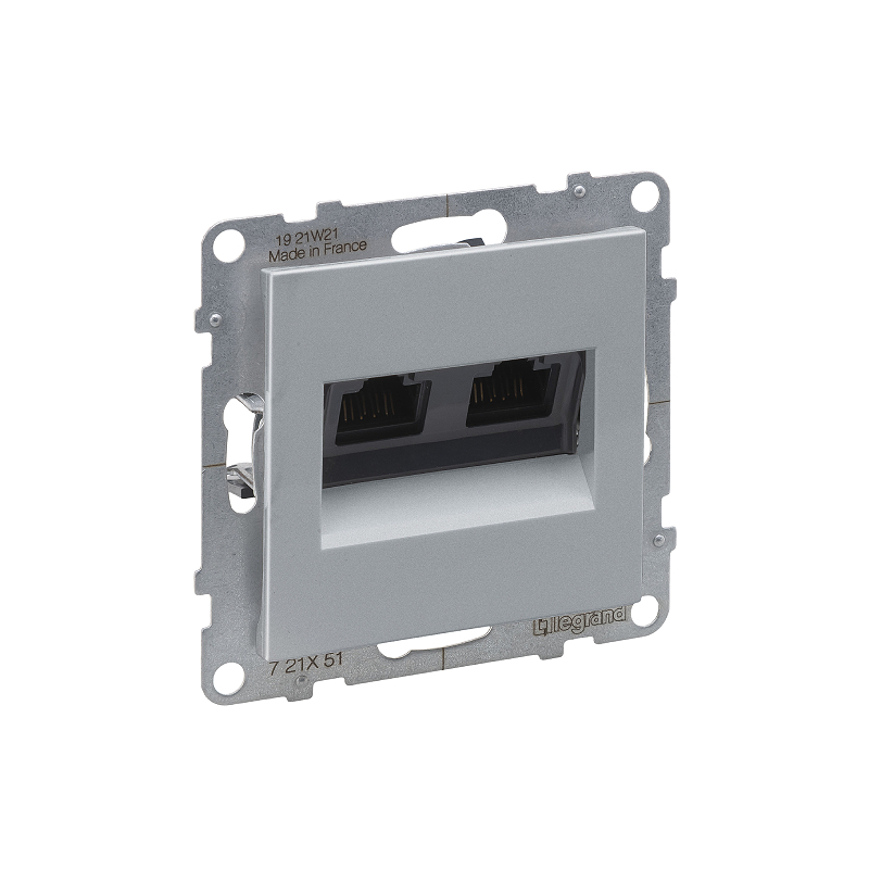 Роз. RJ45+RJ45 кат 5Е механизм б/рамки SUNO алюминий 721351 Legrand (5)
