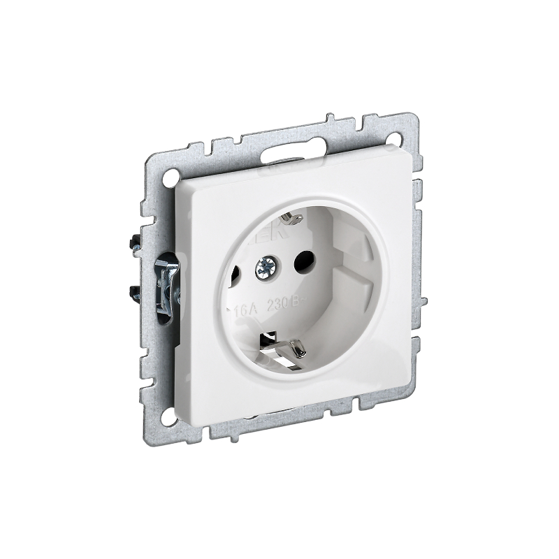 Роз. с з/к без з/ш 16А б/рамки "BRITE" белый (1/100)