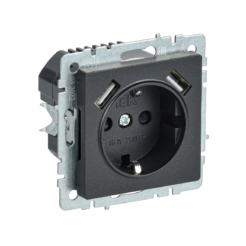 Роз. с з/к с з/ш 16А с USB A+A 2