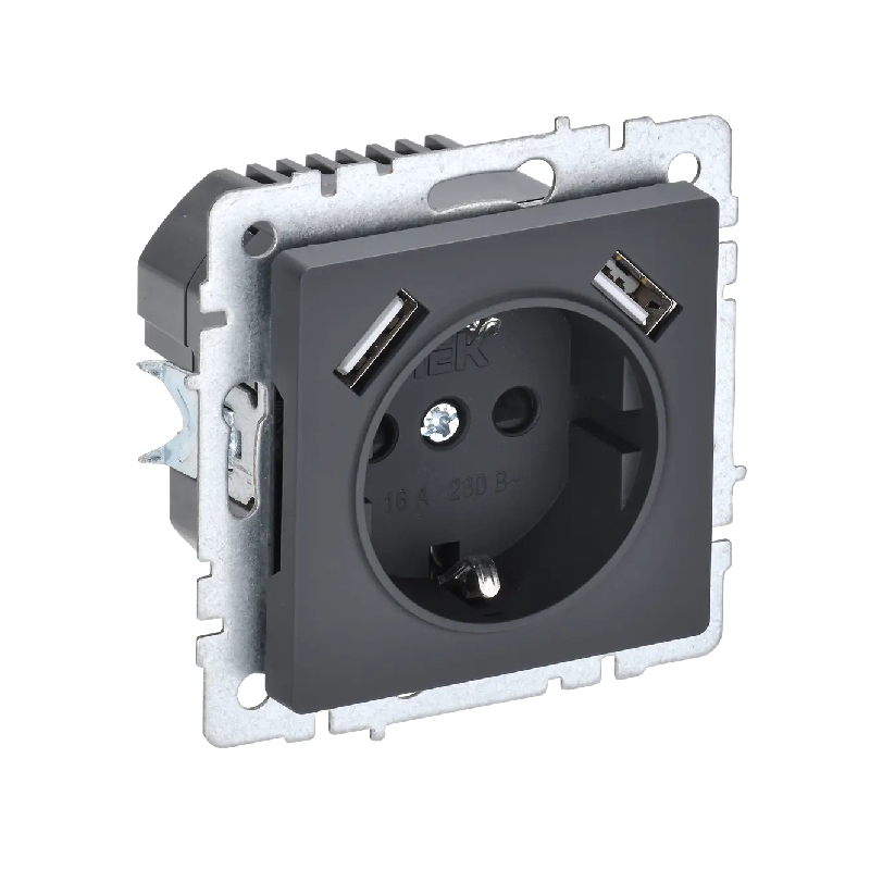 Роз. с з/к с з/ш 16А с USB A+A 2