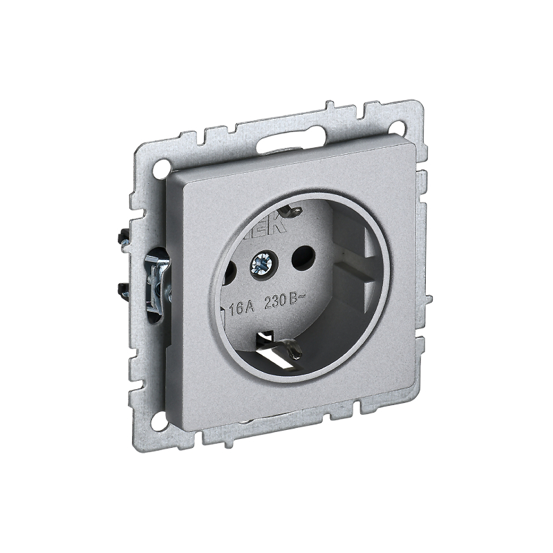 Роз. с з/к/ш 16А б/рамки "BRITE" алюминий (1/100)