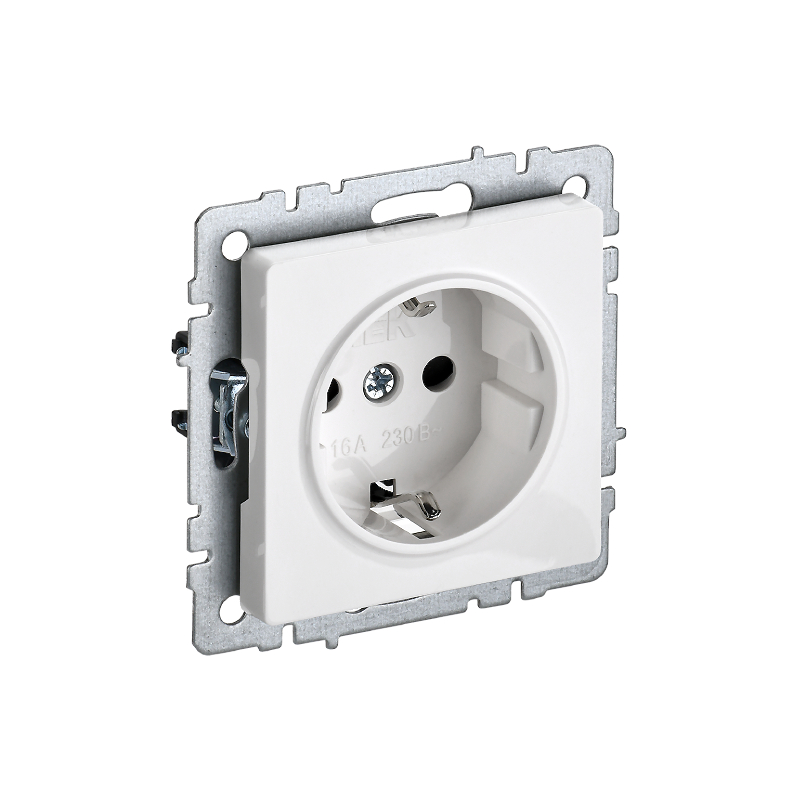 Роз. с з/к/ш 16А б/рамки "BRITE" белый (1/100)