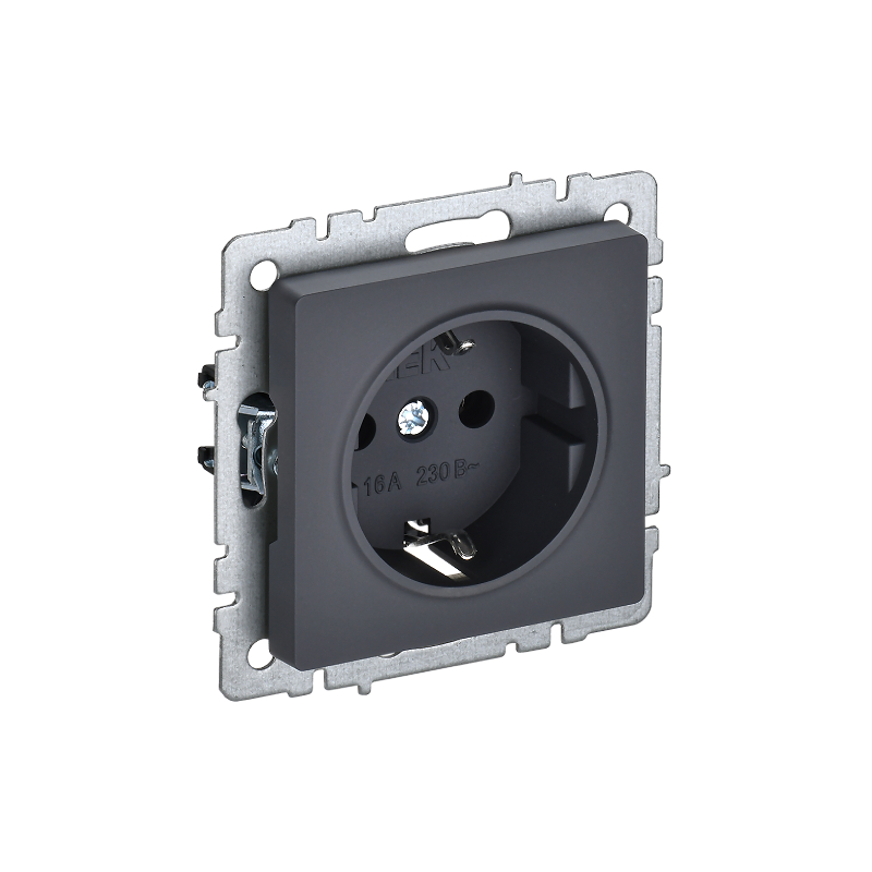 Роз. с з/к/ш 16А б/рамки "BRITE" графит (1/100)