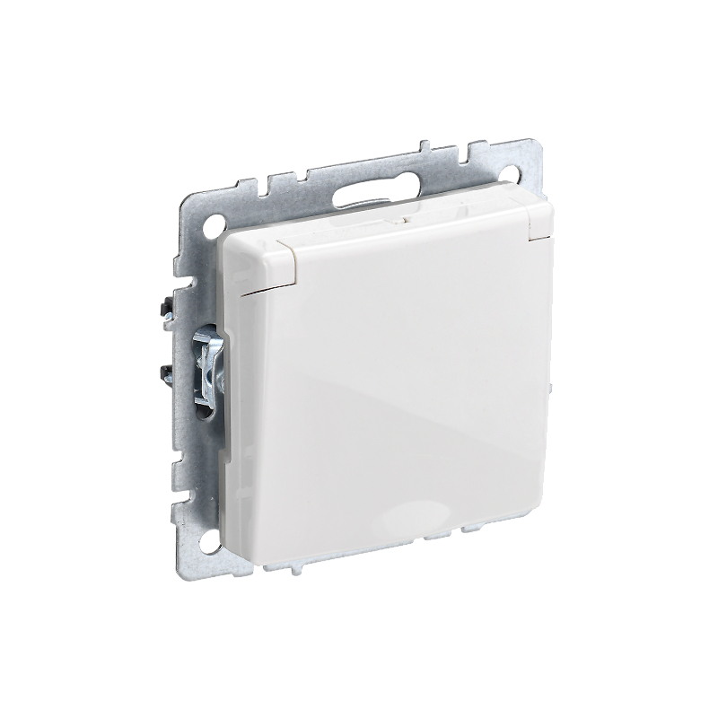 Роз. с з/к/ш с кр. 16А IP44 б/рамки "BRITE" белый (1/100)