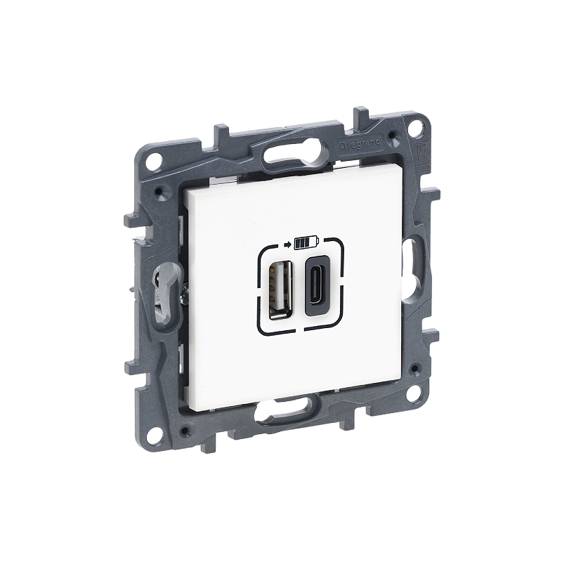 Роз. USB А+C - 2 порта с/у б/рамки NLST белый 863140 Legrand (1)