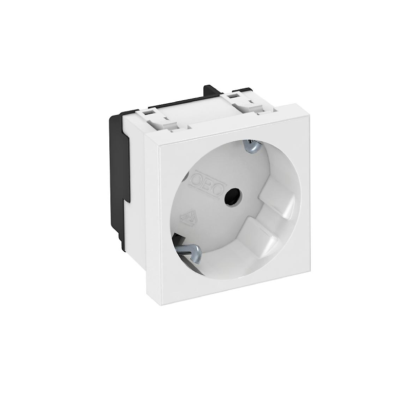 Розетка 1я с з/к под углом 33° штор.16А 250В (45х45 мм Modul45) бел. STD-D3S RW1 OBO Bettermann