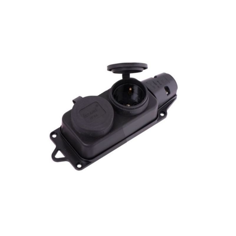 Розетка наруж. уст-ки 2-ая с заглушками 2Р+РЕ 1Х16А 220-240В (каучук) UNIT (10/60)