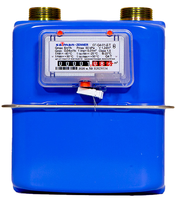 RZ Счетчик газа объемный диафрагменный СГ-G4-01-Д T (резьба 1¼″) правое направление Saiman