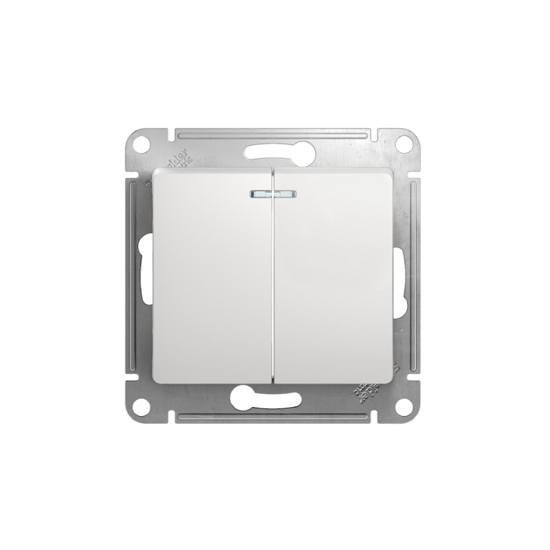 S363 Выкл 2 кл с инд 10А с/у б/рамки "GLOSSA" белый GSL153 (20)