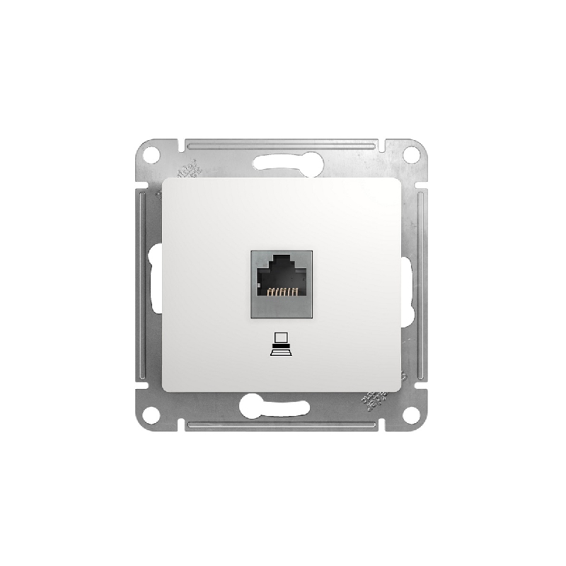 S374 Комп. роз. RJ45 5Е механизм б/рамки "GLOSSA" белый GSL181K (10)