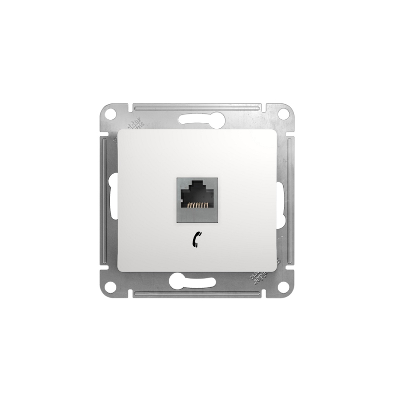 S377 Телефонная роз. RJ11 механизм б/рамки "GLOSSA" белый GSL181T (10)