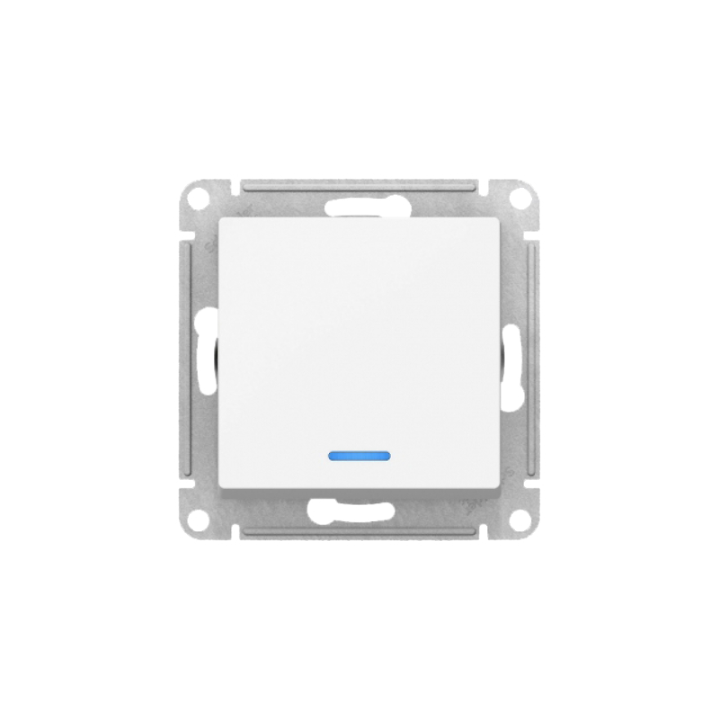 S385 Выкл 1 кл с инд 10А с/у б/рамки "ATLAS" белый ATN113 (20)