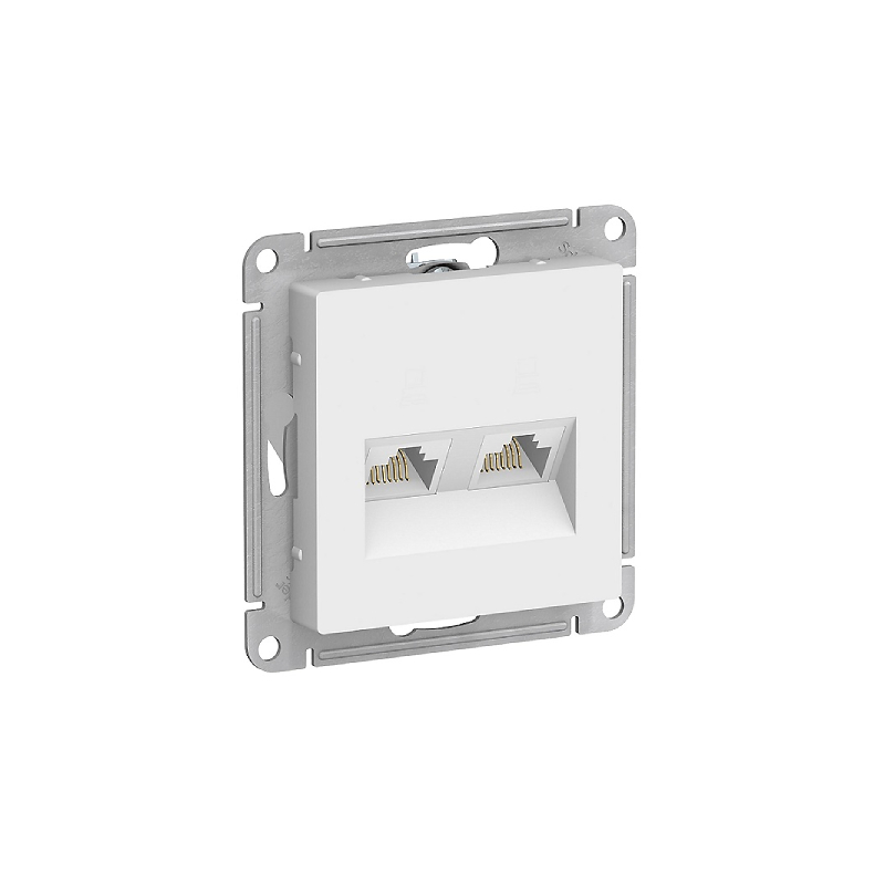 S397 Роз. RJ45+RJ45 5Е кат 5Е механизм б/рамки "ATLAS" белый ATN185 (10)