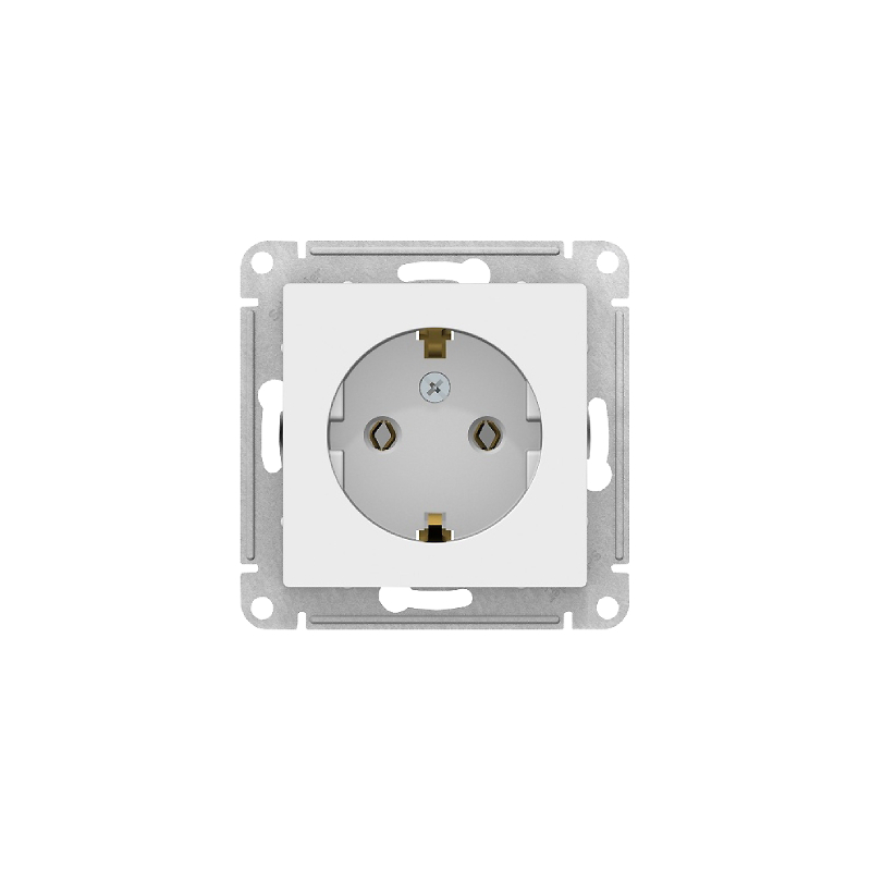 S398 Роз. с з/к 16А с/у б/рамки "ATLAS" белый ATN143 (20)