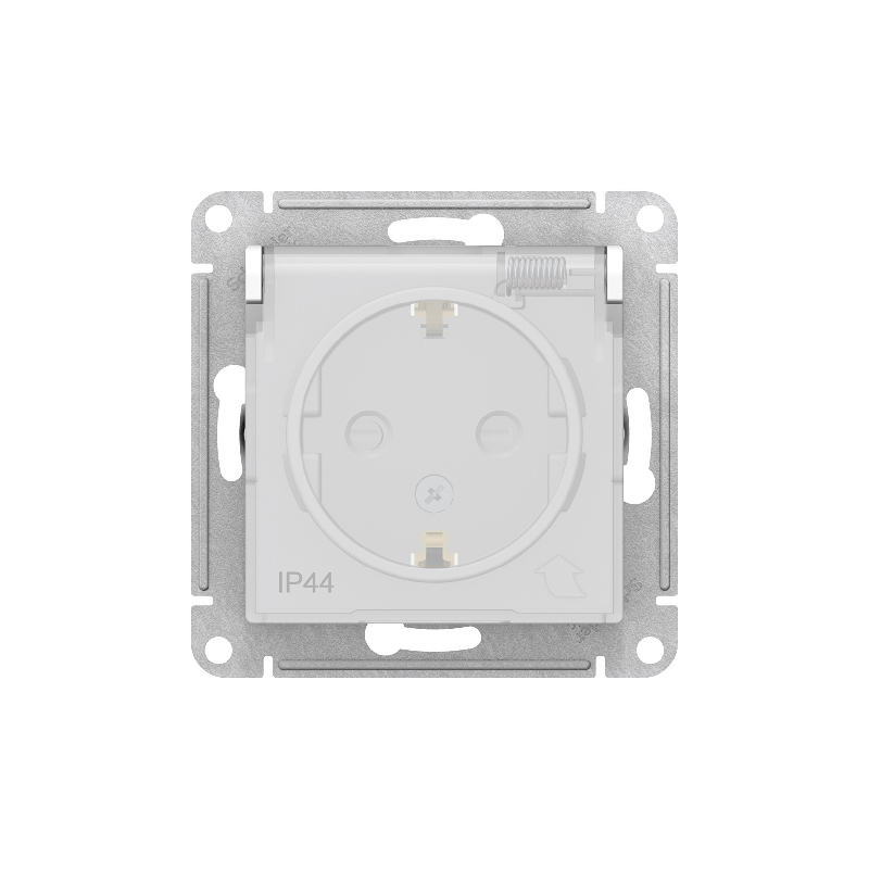 S411 Роз. AQUA с з/к 16А с/у з/ш c крышкой б/рамки IP 44 "ATLAS" белый ATN0146 (15)