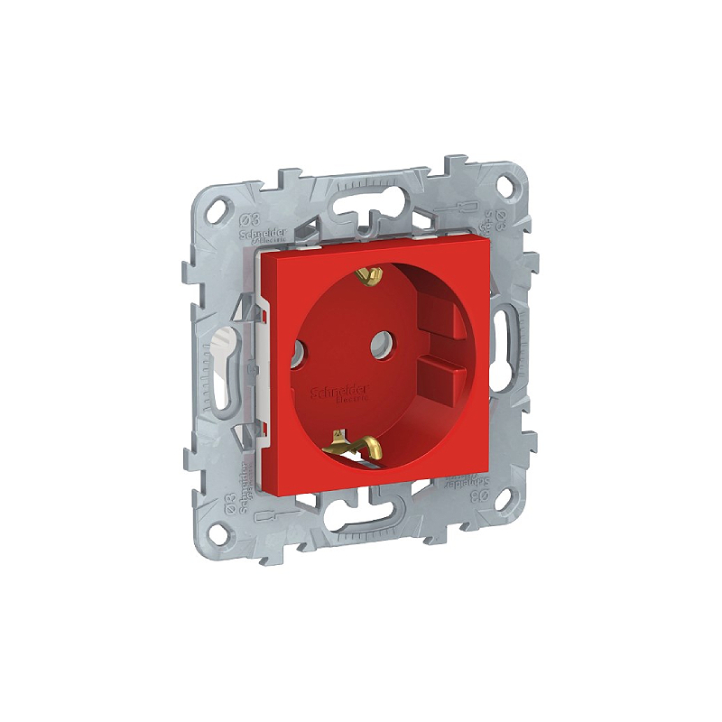 S462 Роз. с з/к 16А с/у з/ш "UNICA NEW" красный NU503703 (10)