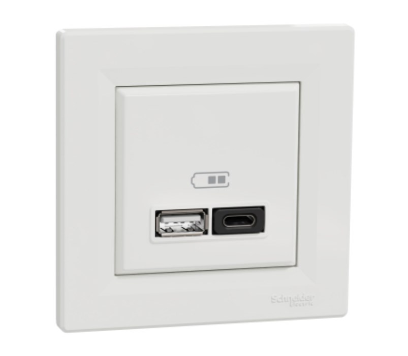 S491 Роз USB A+С с/у "ASFORA" белый EPH2700421 (1) NEW